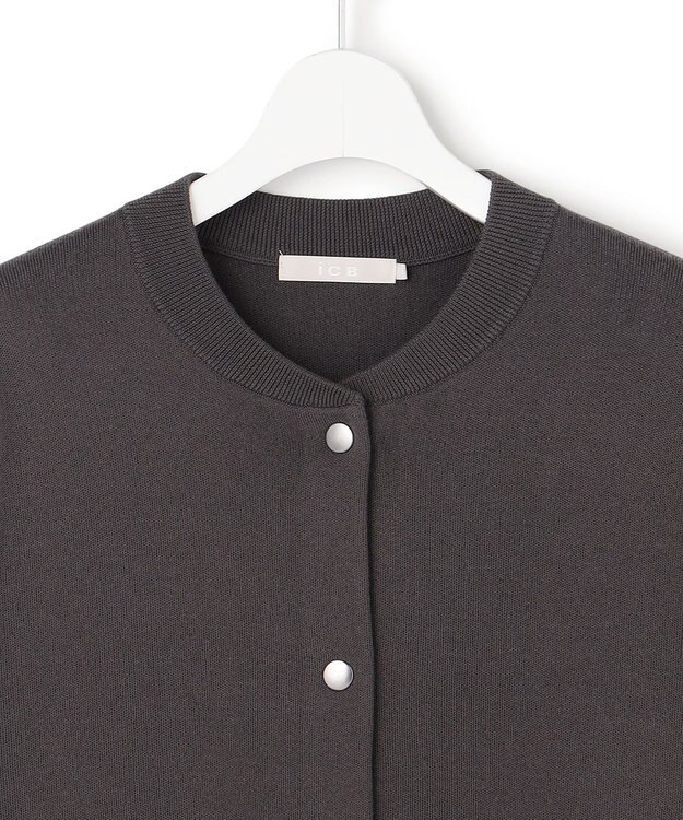 ICB L 【先行予約】 コットンポリエステルスムース カーディガン チャコール