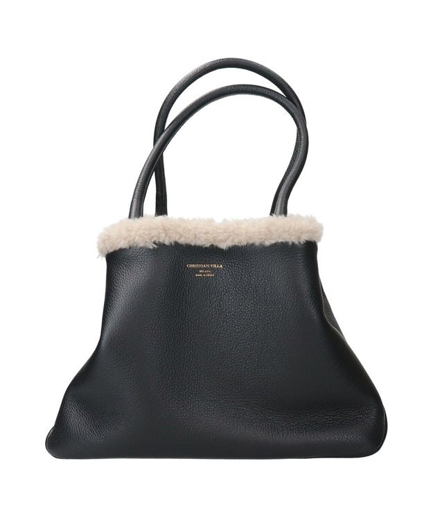 INTER-CHAUSSURES 【CHRISTIAN VILLA】ムートンパイピングバッグ ブラック
