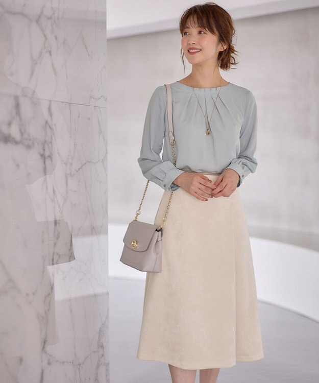 ANY SIS 【洗える】フロントタックノーブル ブラウス アイスグレー