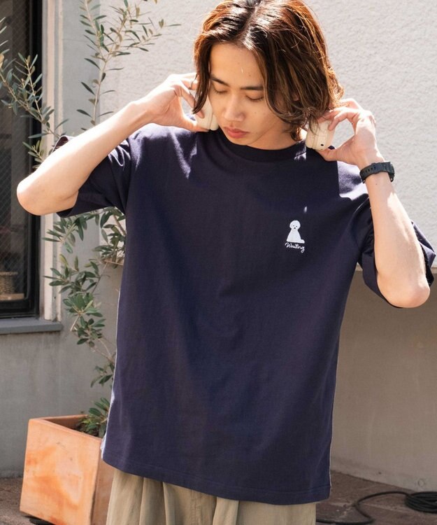 WEGO 【MLサイズ展開/綿100%】グラフィックワンポイントT（SS） ネイビー