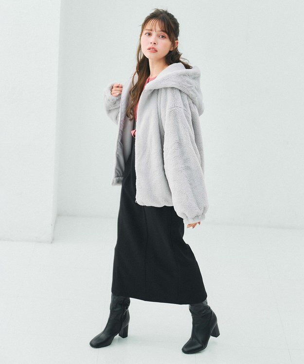 Feroux 【2WAY】サス付きペプラムデザイン スカート ブラック系