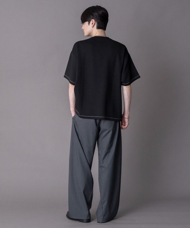 WEGO 【機能T/ユニセックス着用ITEM】カラーステッチワンポイントT（SS） ブラック