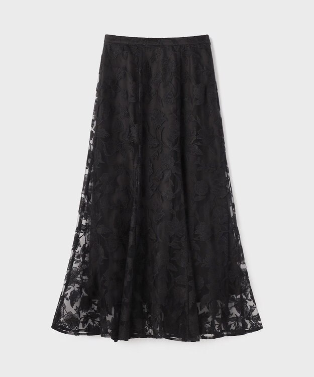 GRACE CONTINENTAL エンブロイダリーフレアスカート ブラック