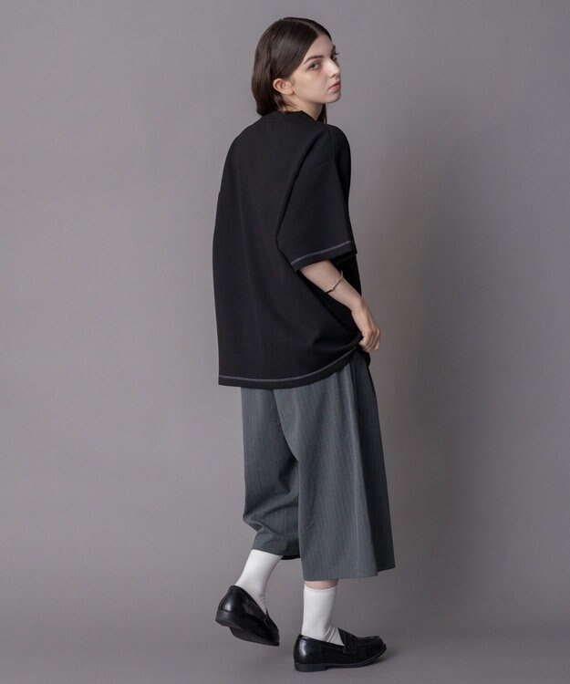 WEGO 【機能T/ユニセックス着用ITEM】カラーステッチワンポイントT（SS） ブラック