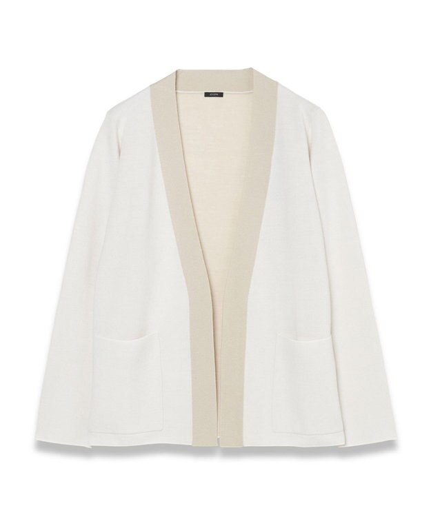 JOSEPH ウールシルクバイカラー　カーディガン Ivory Combo