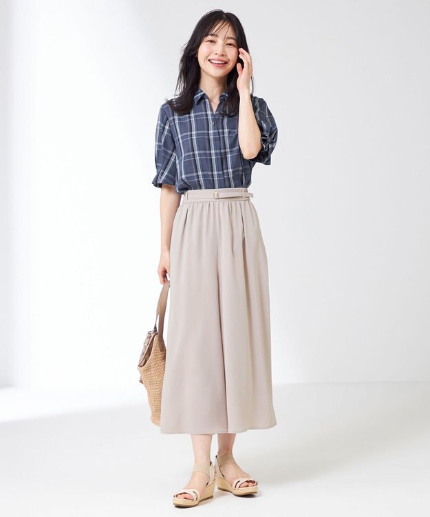 ANY SIS 【接触冷感＆UVカット】サラキレイワイド パンツ アイボリーベージュ