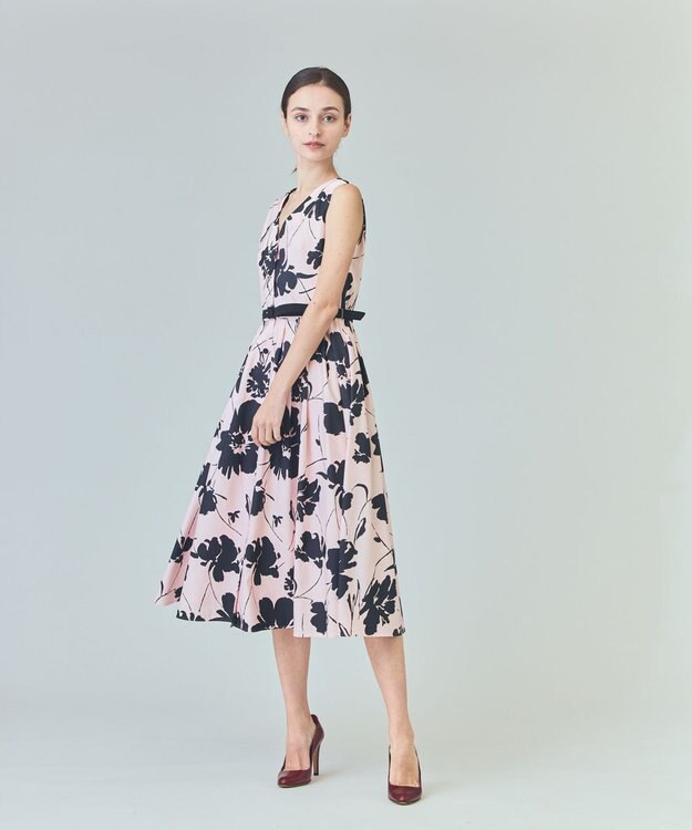 GRACE CONTINENTAL バイカラーボタニカルドレス ピンク