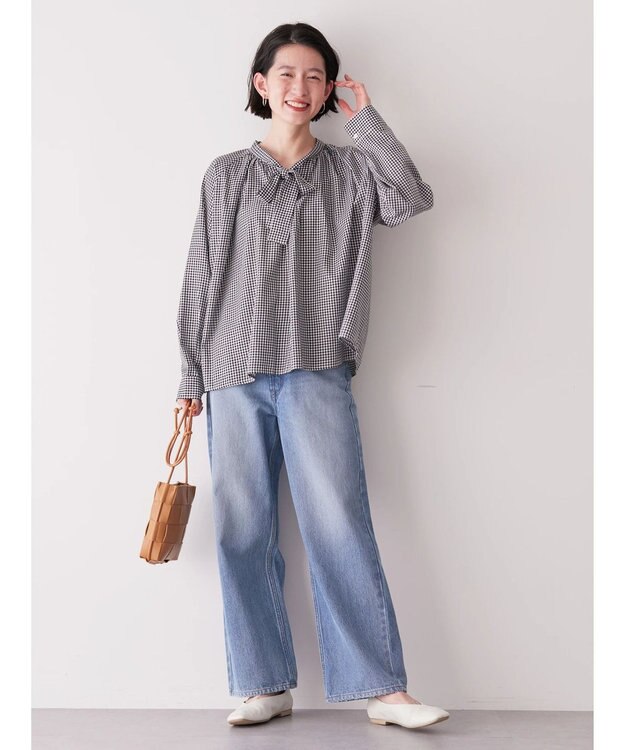 AMERICAN HOLIC イージーケア２ＷＡＹボウタイブラウス Gingham Check