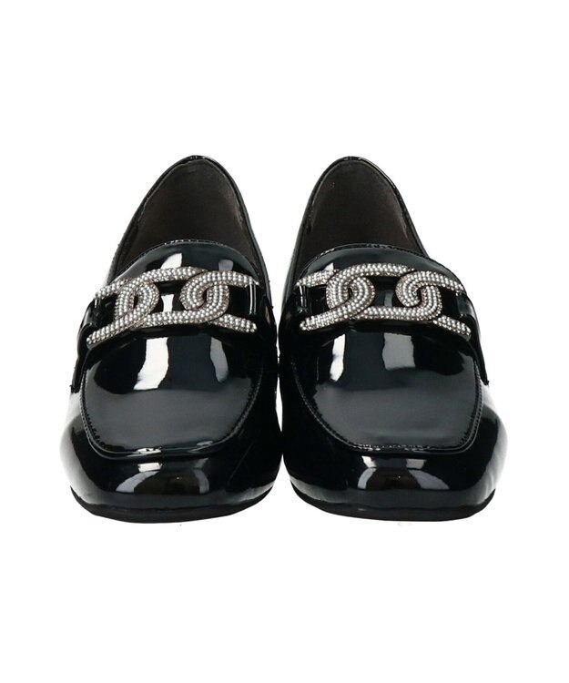 Bridget Birkin 【Bridget Birkin】パールヒールビジューバックルローファー ブラックエナメル