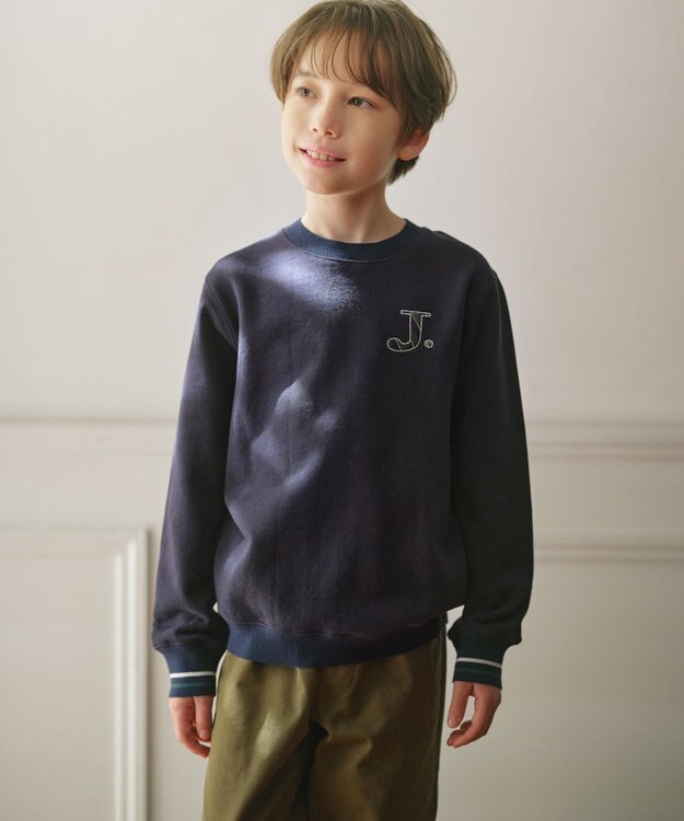 J.PRESS KIDS 【100-130cm】J. レジメンストライプ ロゴ トレーナー ネイビー系