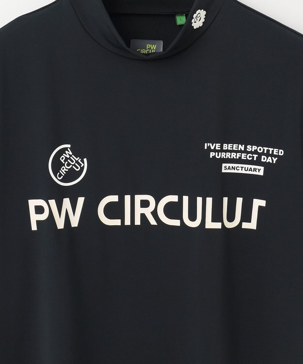 PW CIRCULUS 【MEN】【ストレッチ】ロゴ モックネック シャツ ブラック