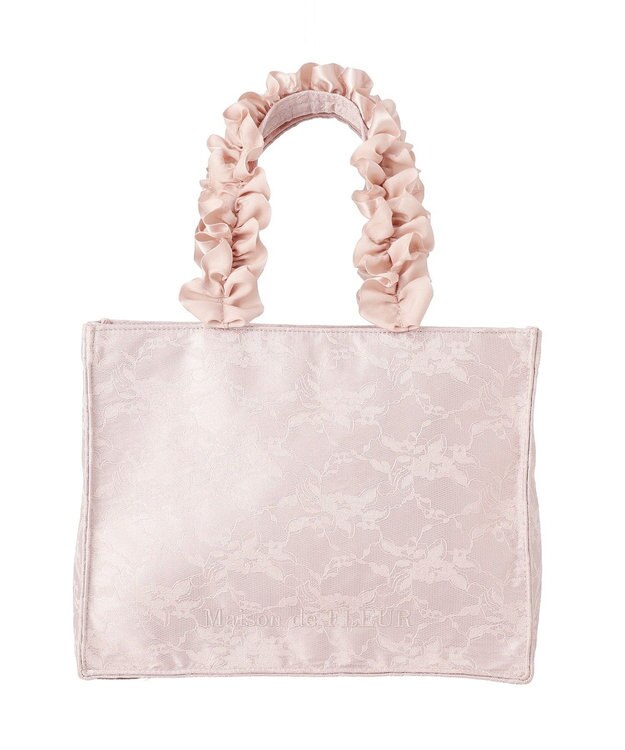 Maison de FLEUR レースフリルハンドルスクエアトートSバッグ Light Pink