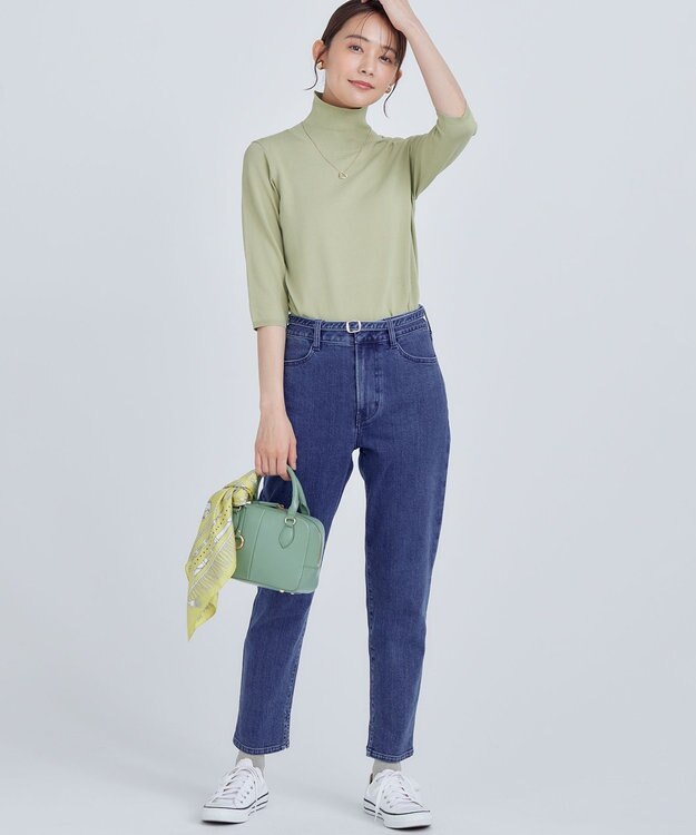 組曲 【6色展開・UVケア】モダンタートルニット ピスタチオ系