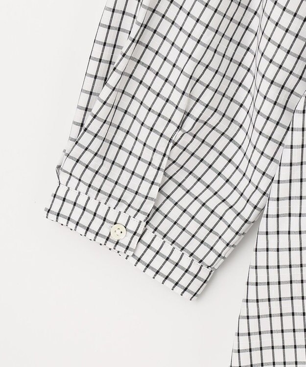 J.PRESS LADIES 【洗える】 セルロースチェック スタンドカラー ブラウス ブラック系3