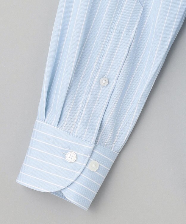 GOTAIRIKU 春夏向け【形態安定】SUMMERPREMIUMPLEATS_スモールワイドカラー 長袖ドレスシャツ（ストライプ/チェック） サックスブルー系1