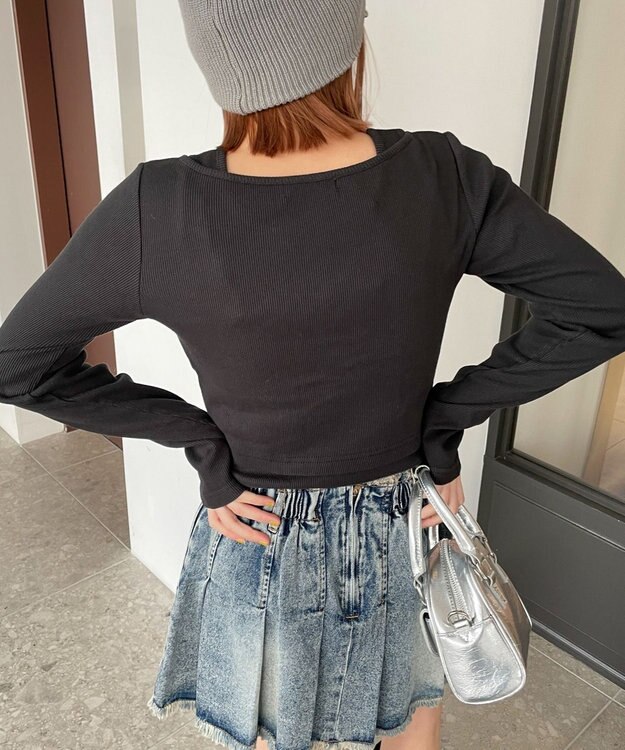 WEGO ヴィンテージライクレースアップトップス ブラック