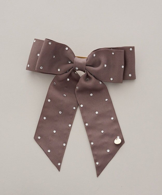 Maison de FLEUR ビジューグログランリボンバレッタ Brown