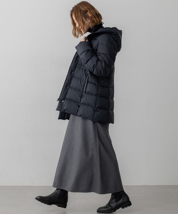 23区 【洗える】ハイカウントフラノ フレア スカート ライトグレー系