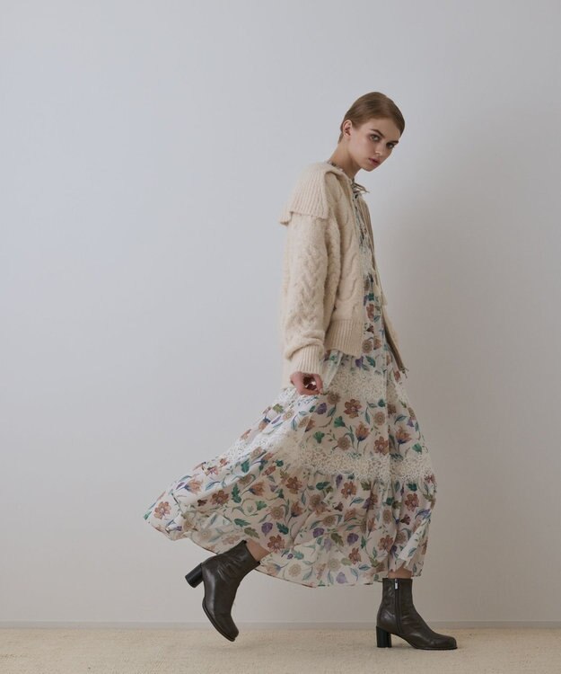 GRACE CONTINENTAL ヘアリーニットコクーンジャケット キナリ