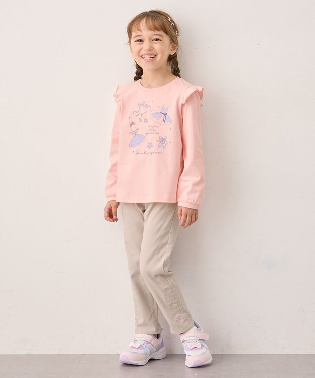 ANY KIDS 【WEB限定】7days プリント 長袖Tシャツ ピンク×バレエ