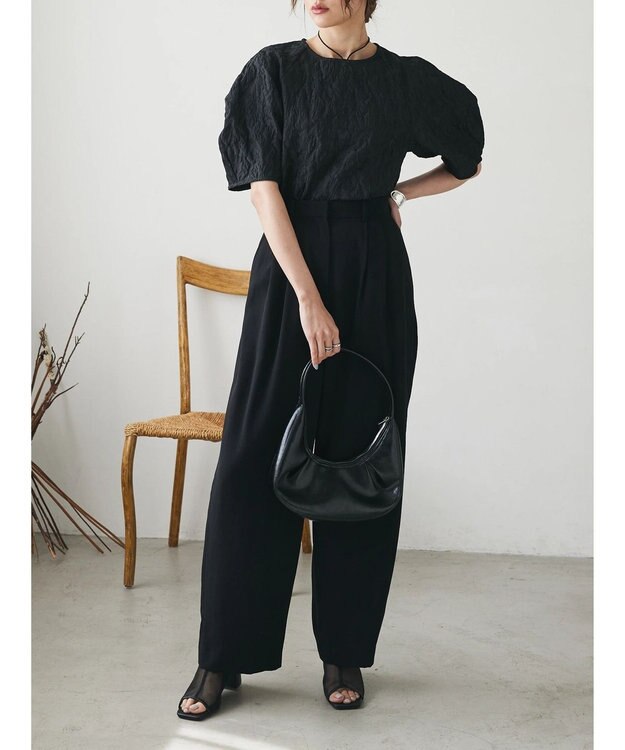 Green Parks AnriettMusee ショート丈ジャガードトップス Black