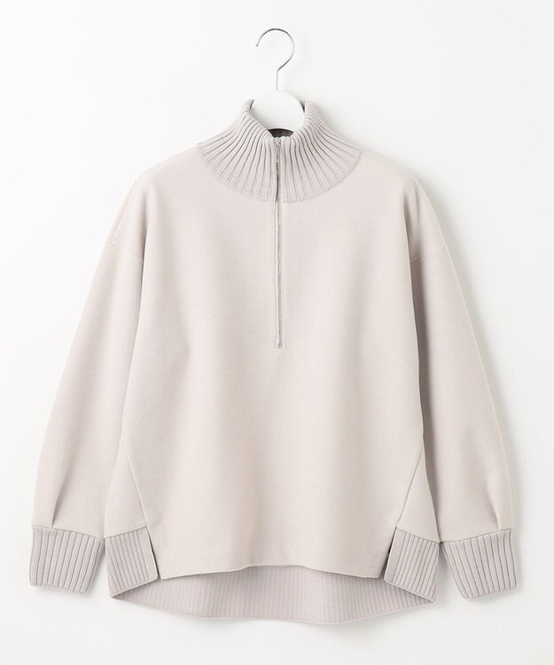 J.PRESS LADIES L ニードルパンチ ハーフジップ カットソー ベージュ系