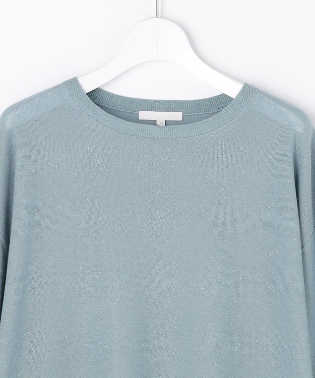 自由区 L ファインゲージスパングルプルオーバー ニット サックス