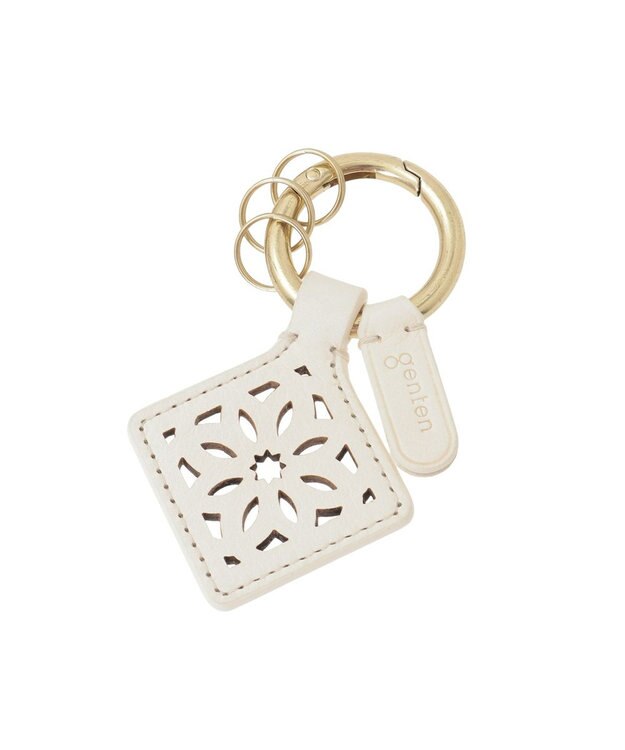 genten アーガイルカットワーク キーリング アイボリー