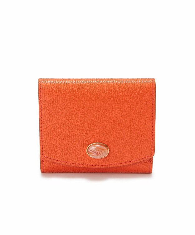 TOPKAPI 【TOPKAPI】gemdrops ジェムドロップ ミニエンボスレザー 天然石 二つ折り 財布 オレンジ