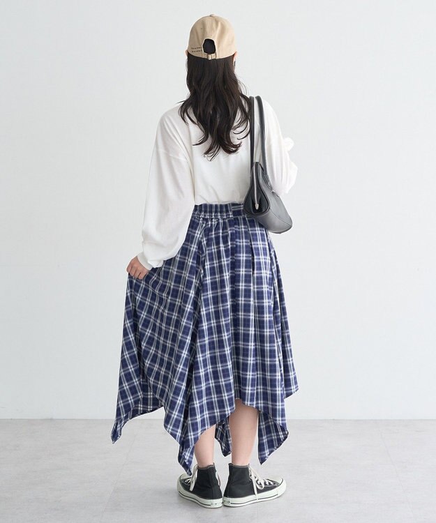 earth music&ecology イレヘムチェックシャツライクスカート Navy