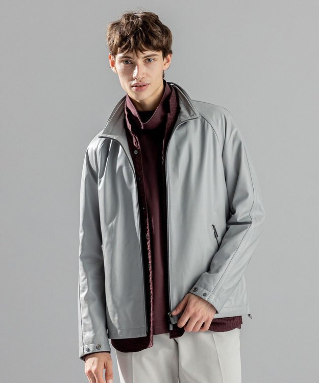 JOSEPH HOMME ライトラムナッパレザー　フードブルゾン ライトグレー系