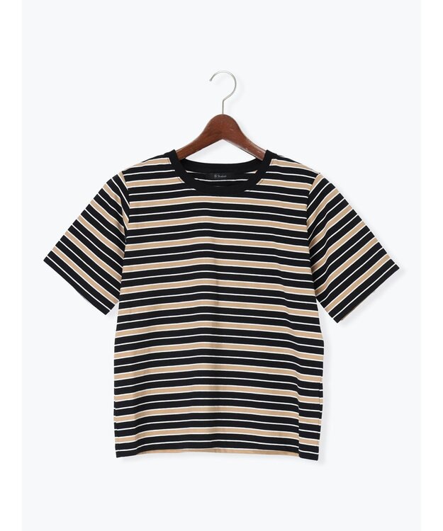 Te chichi マルチボーダーTシャツ ブラック