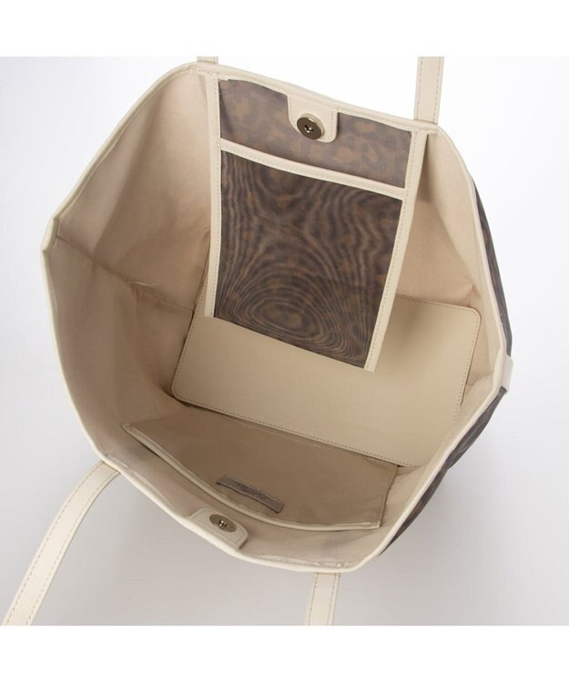 UNBILLION カシュカシュ cachecache / チュールメッシュヒョウ柄プリントトートＬ アイボリー