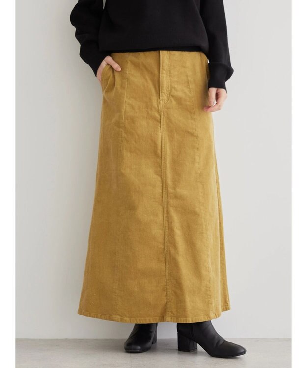 AMERICAN HOLIC コーデュロイＡラインスカート Mustard