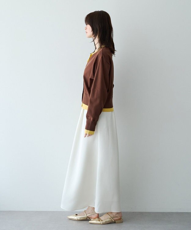 YECCA VECCA 2wayレイヤードクルーネックカーディガン Brown