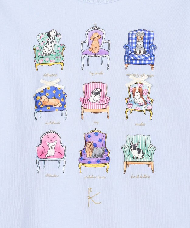 組曲 KIDS 【110-140㎝】アラカルトドッグ Tシャツ サックスブルー