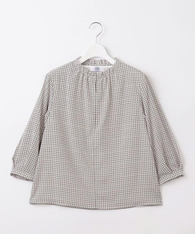 J.PRESS LADIES L チェックプリント スリットフリルネック カットソー ライトグレー系5