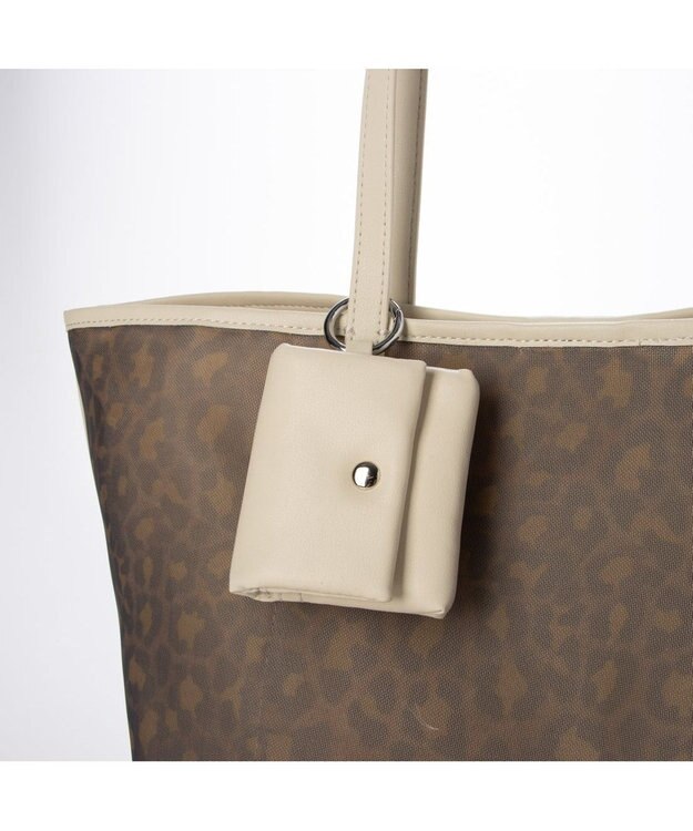 UNBILLION カシュカシュ cachecache / チュールメッシュヒョウ柄プリントトートＬ アイボリー