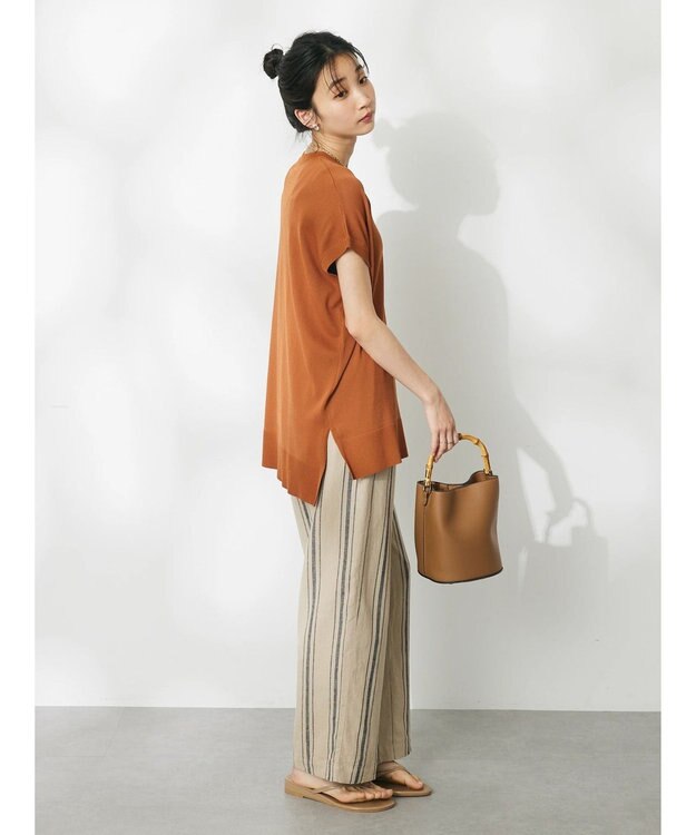 CRAFT STANDARD BOUTIQUE ＵＶカット接触冷感半袖ニットチュニック Caramel