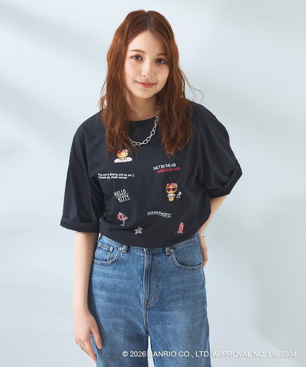 OP／FILA 【Ocean Pacific×ハローキティ】ラッシュTシャツ ブラック