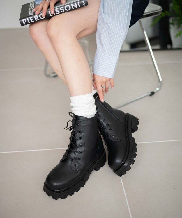 WEGO レースアップショートブーツ ブラック