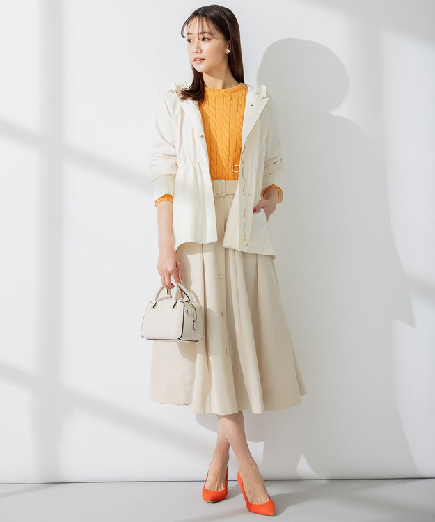 組曲 【ビジューボタン付き】SOBANE ケーブルプルオーバー ニット オレンジ系