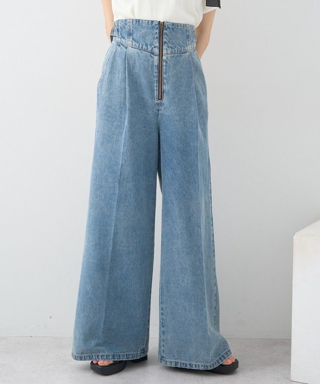 earth music&ecology サイドベルトデニムパンツ Light Indigo