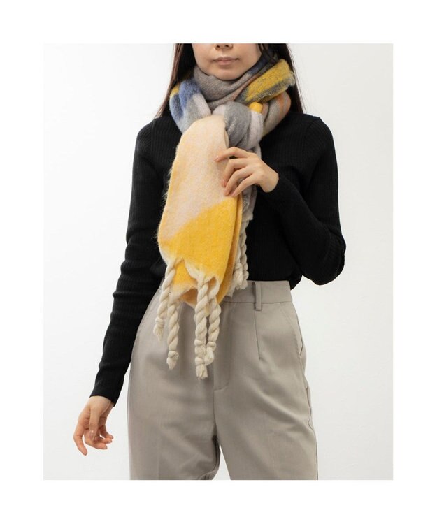 UNBILLION カカトゥ kakatoo / シャギーマルチカラーマフラー ネイビーミックス