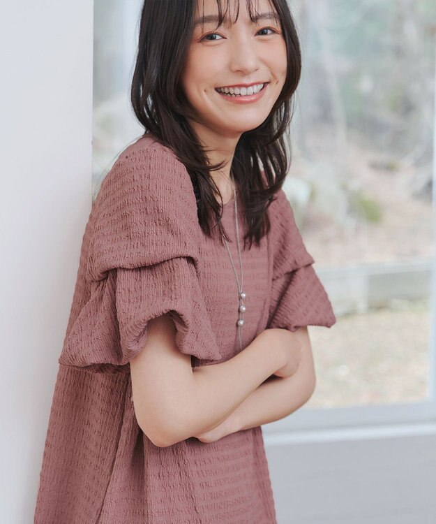 Tiaclasse 【洗える】変形バルーンスリーブカットソーチュニック ピンク