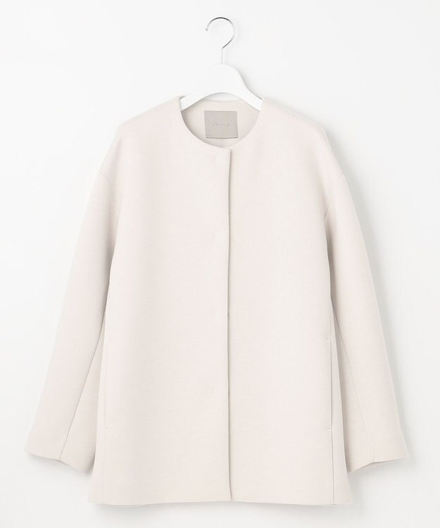 UNFILO 【洗える/シワになりにくい】ダブルフェイスジャージー　ノーカラー エクリュ