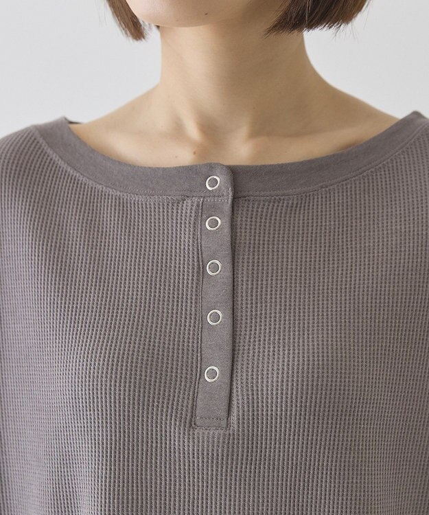 AMERICAN HOLIC 【選べる丈】ヘンリーネックワッフルメロープルオーバー Charcoal Gray