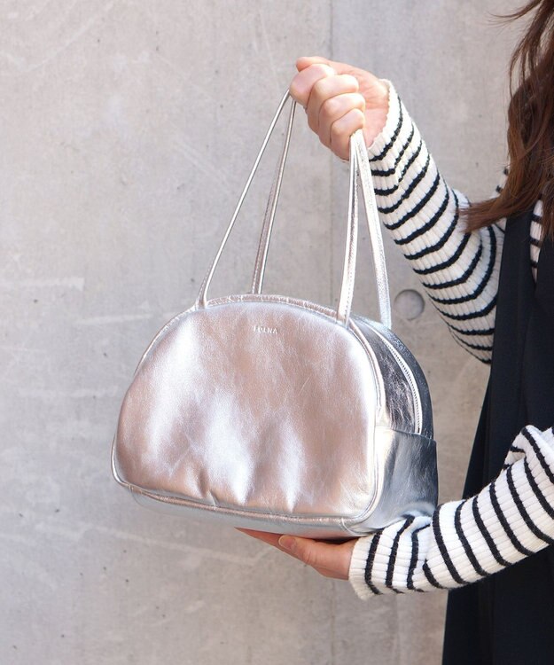 FOLNA RD ホイルレザーボストンバッグ S-SIZE シルバー