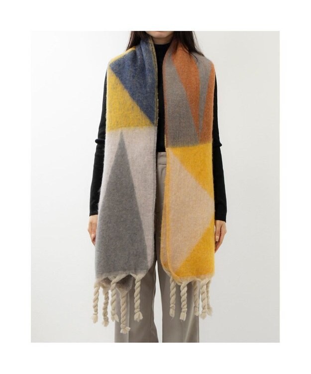 UNBILLION カカトゥ kakatoo / シャギーマルチカラーマフラー ネイビーミックス