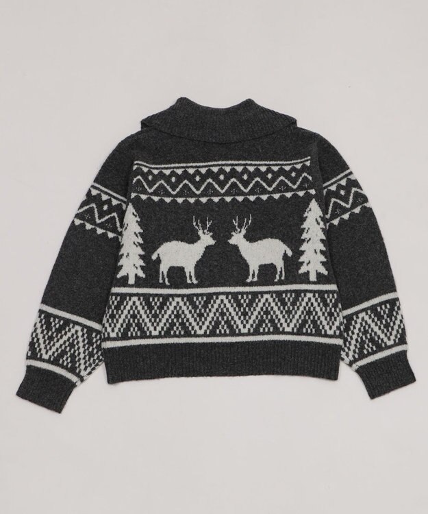 WEGO 雪柄ダブルジップニット ダークグレー